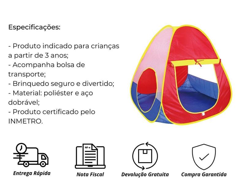 Imagem de Barraca Toca Infantil Tenda Portátil Casa Casinha C/Bolinha