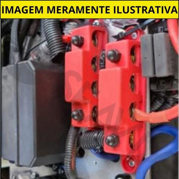 Imagem de Barramento 4 Polos Com Cobertura Em Abs Vermelho