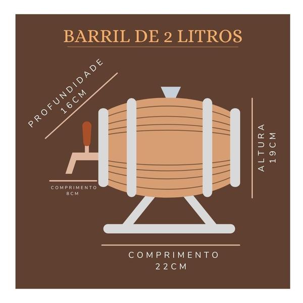 Barril De Carvalho 2 Litros Artesanal Aros Aço Inox - Stein's Barricas Imagem de Barril De Carvalho 2 Litros Artesanal Aros Aço Inox