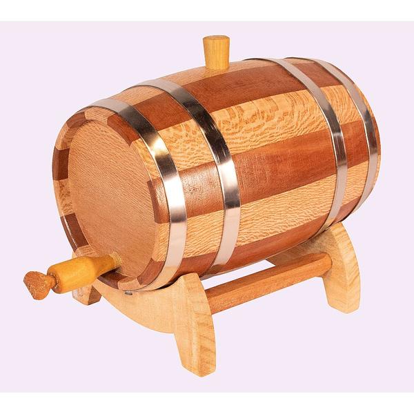 Barril De Carvalho 2 Litros Artesanal Aros Aço Inox - Stein's Barricas Imagem de Barril De Carvalho 2 Litros Artesanal Aros Aço Inox