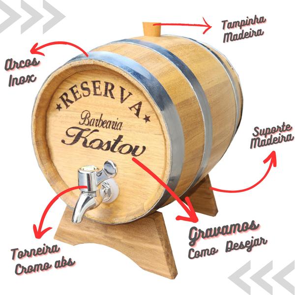 Imagem de Barril De Carvalho Para Cachaça 3 Litros Personalizado Nome