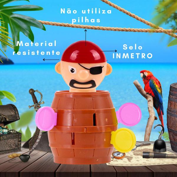 Imagem de Barril Pula Pirata Brinquedo Jogo Infantil Diversão