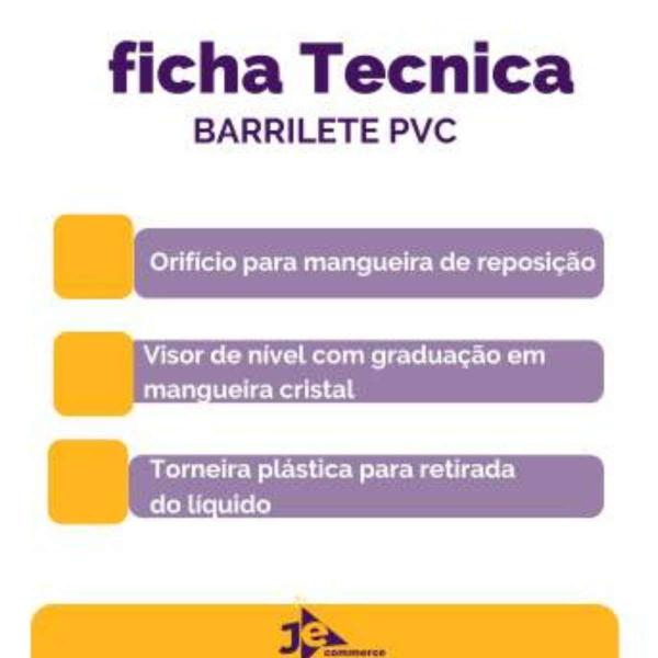 Imagem de Barrilete Em Pvc Para Reagente E Agua Destilada 100 Litros