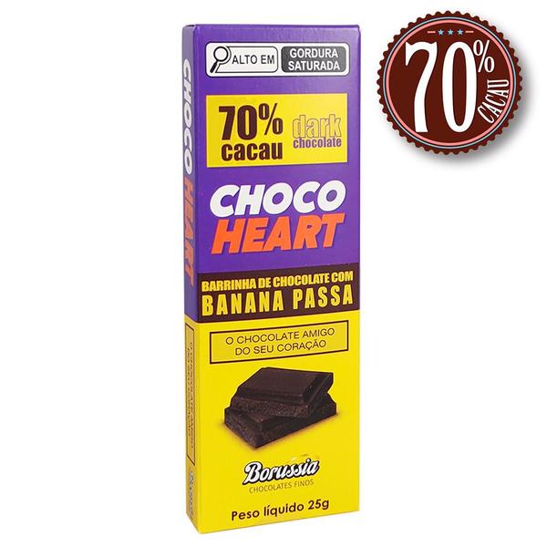 Barrinha de Chocolate 70% Cacau com Banana Passa Unidade Borússia Chocolates Imagem de Barrinha de Chocolate 70% Cacau com Banana Passa Unidade Borússia Chocolates