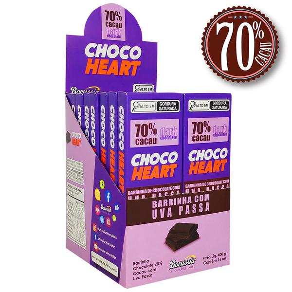 Barrinha de Chocolate 70% Cacau com Uva Passa 16 Unidades Borússia Chocolates Imagem de Barrinha de Chocolate 70% Cacau com Uva Passa 16 Unidades Borússia Chocolates