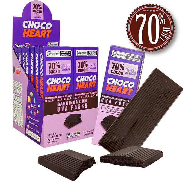 Barrinha de Chocolate 70% Cacau com Uva Passa 16 Unidades Borússia Chocolates Imagem de Barrinha de Chocolate 70% Cacau com Uva Passa 16 Unidades Borússia Chocolates