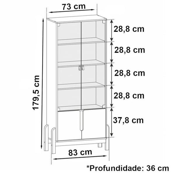 Imagem de Barzinho 2 Portas 50522 E Cristaleira Para Sala 50519 Cinza Perola Cedro DCASA