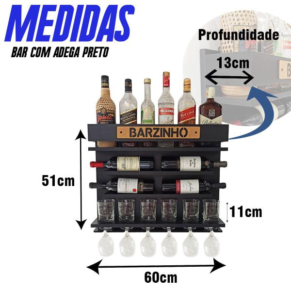 Imagem de Barzinho Adega Parede - Bar Doce Bar - 60 x 51 Preto