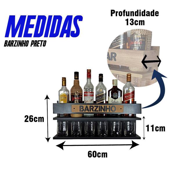 Imagem de Barzinho de Parede Adega Mdf 100% Decoração  - Bar Doce Bar - 60 x 26 Preto Fosco Premium