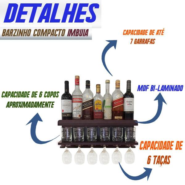 Imagem de Barzinho De Parede Compacto - Tamanho 54X27 - Cor Imbuia