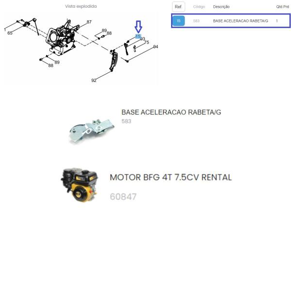 Imagem de Base Acelerador Rabeta Do Motor BFG 6.5hp Buffalo Original