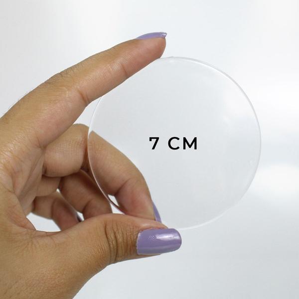 Imagem de Base Acrílica Transparente Para Artesanato 7cm Redonda Com 70 Unidades