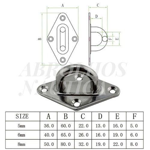 Imagem de Base Alça Passa Cabo E Anel 8 Mm Em Aço Inox Convés Toldo