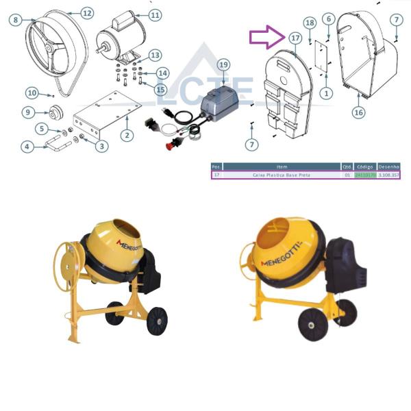 Imagem de Base Caixa do motor Betoneira Menegotti 250/400L Prime