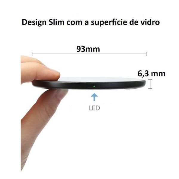 Imagem de Base Carregador por Indução Celular Smartphone Sem fio Wireless Rápido 10W Vidro Sem Borda Baseus