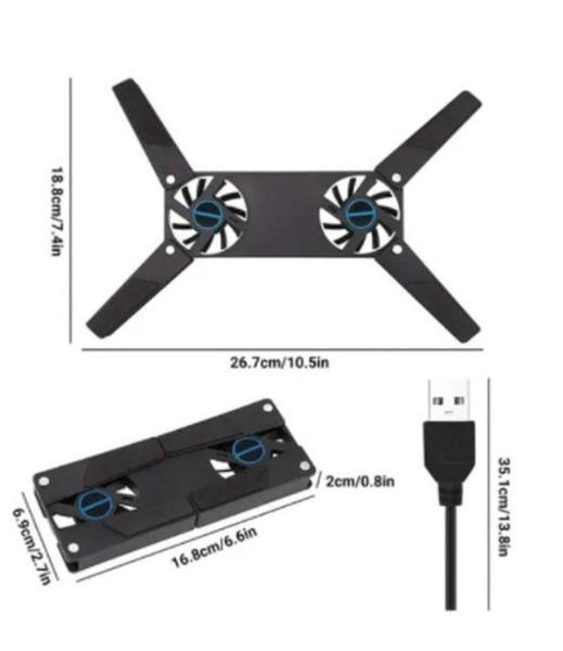 Imagem de Base Cooler Duplo Ajustável P/ Notebook Vídeo Games USB - SHR