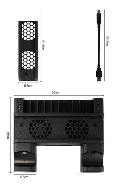 Imagem de Base Cooler Ps4 Slim Pro Carregador 2 Controles Porta Jogos