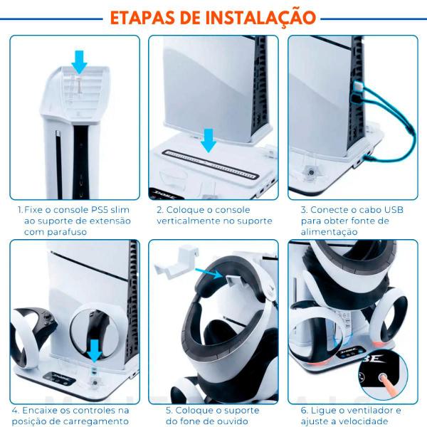 Imagem de Base Cooler Ps5 Slim Suporte Carregamento Controle Vr2