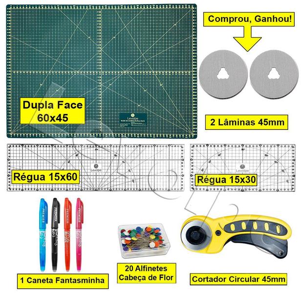 Imagem de Base Corte A2 60x45 Regua 15x60 + 15x30 + Cortador 45mm Top