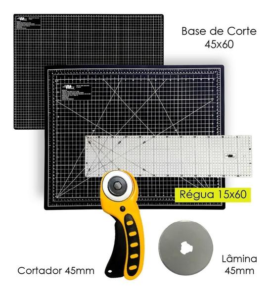 Imagem de Base De Corte Apoio Para Mesa A2 60x45 Cortador Circular 45mm + 1 Lamina Régua de Acrílico 15x60