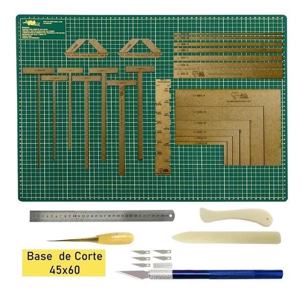 Imagem de Base De Corte Placa de Mesa 60x45 Kit de Reguas Para Encadernação Fio De Cabelo Wireo Dobradeira