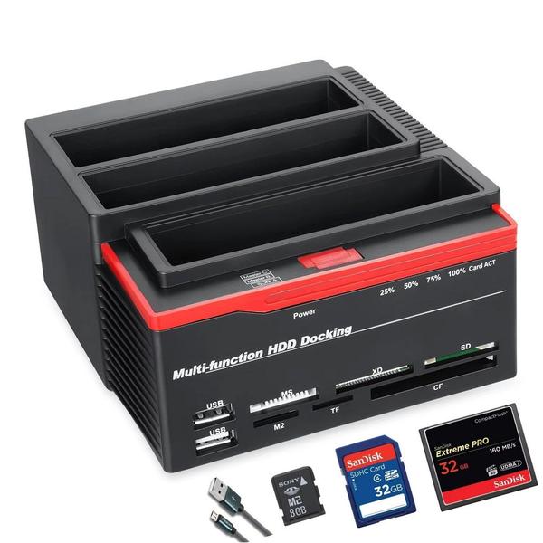 Imagem de Base de disco rígido IDE E SATA multifuncional de 2,5/3,5" USB 3.0 HDD Docking Station de três compartimentos