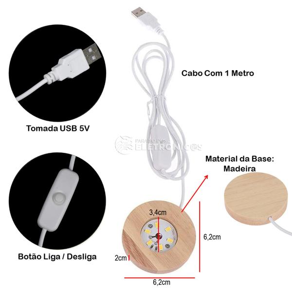 Imagem de Base De LED RGB Madeira Redonda Exposição Para Objetos Translúcidos  23220RGB