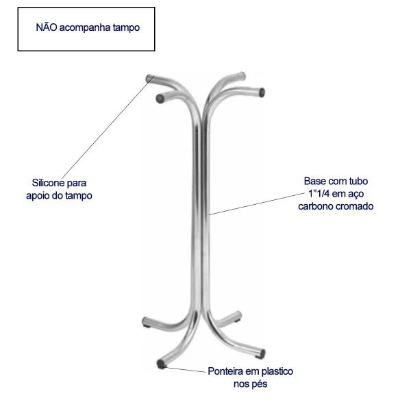 Imagem de Base de Mesa Alta Bistrô para Feira, Evento e Cozinha Pé X Cromada