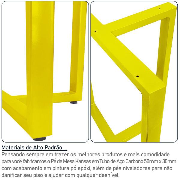 Imagem de Base de Mesa de Jantar Kansas para Tampos de Vidro Pedra e Madeira até 200cm x 100cm - Amarela