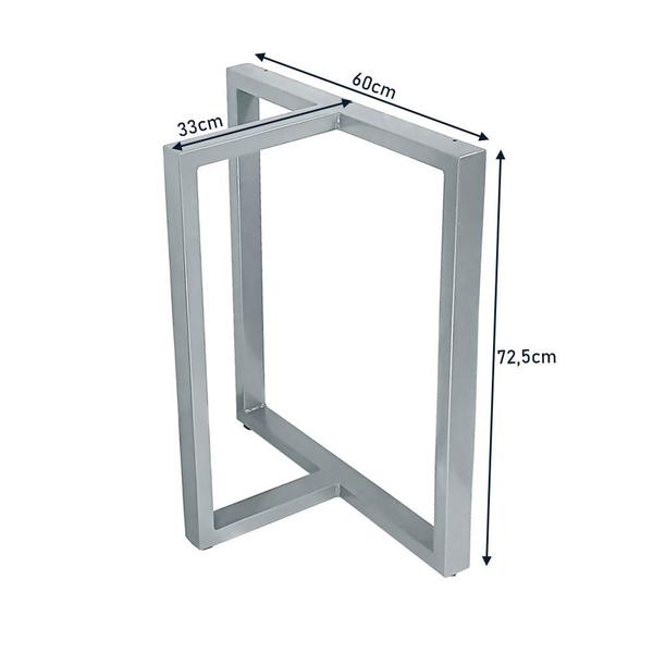 Imagem de Base de Mesa de Jantar Kansas para Tampos de Vidro Pedra e Madeira até 200cm x 100cm - Prata