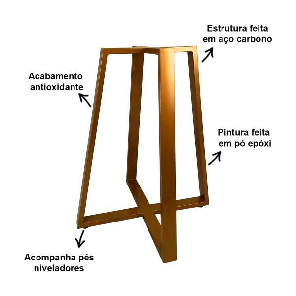 Imagem de Base De Mesa Gizé Tampos Pedra Vidro Madeira De 1m