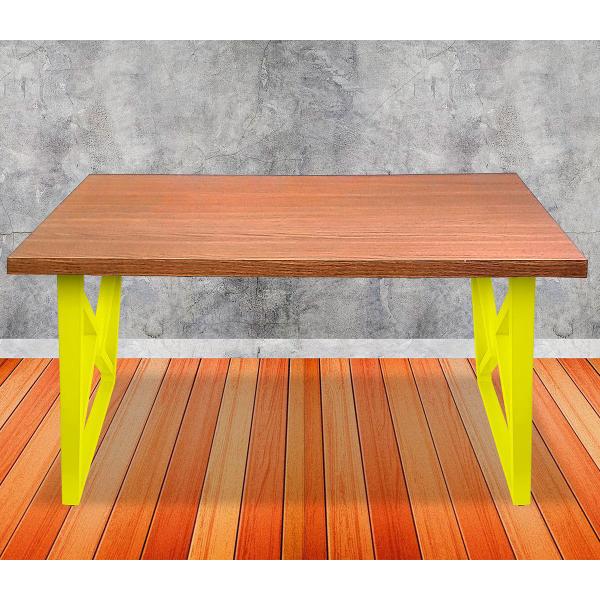 Imagem de Base de Mesa Jantar Estilo Industrial Hungria para Tampos de Madeira até 180cm x 90cm - Amarela