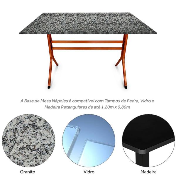 Imagem de Base De Mesa Nápoles de Jantar Para Tampo Retangular até 1,20m x 0,80m - Cobre