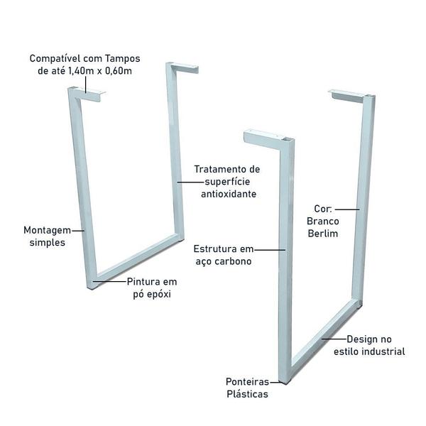 Imagem de Base de Mesa Nova York Para Tampos De Madeira Até 140cm X 60cm Branca