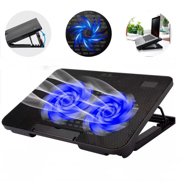 Imagem de Base Gamer Notebook Silenciosa Usb Refrigeração Ventoinhas Ajustável