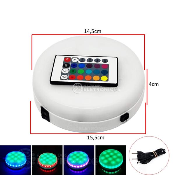 Imagem de Base Giratória Expositor Led Rgb Com Controle Super Iluminação AP017EXGRBR