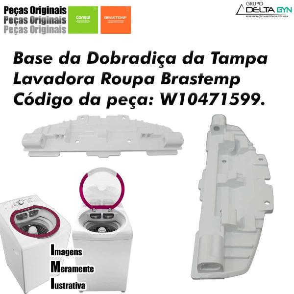 Imagem de Base inferior da dobradiça da tampa cor cinza lavadora brastemp modelo bwu11ab