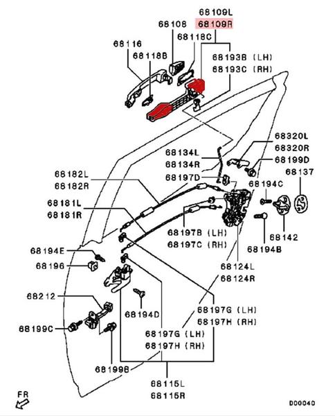 Imagem de Base interna maçaneta porta traseira direita L200 Triton Dakar - Original