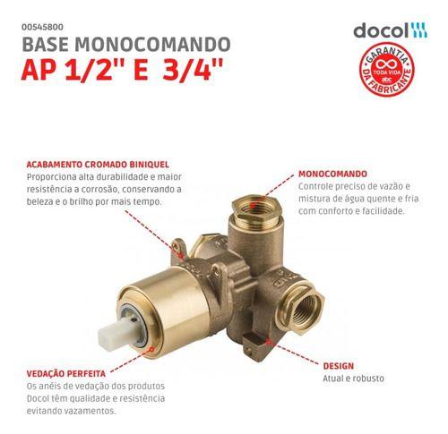 Base Misturador Monocomando Chuveiro 1/2 Docol Alta Pressão Imagem de Base Misturador Monocomando Chuveiro 1/2 Docol Alta Pressão