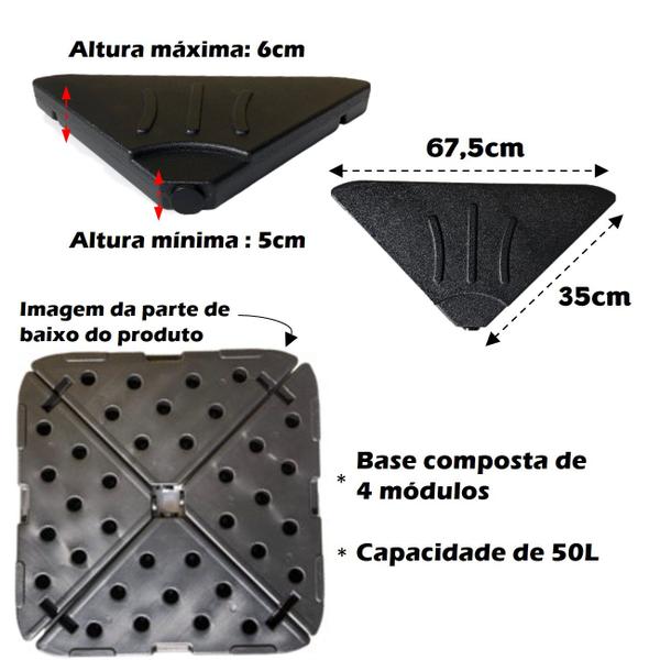 Imagem de Base Ombrelone Plástica Grande 50L Areia Preta 890600 - Belfix