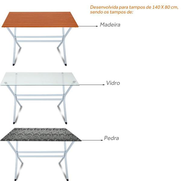 Imagem de Base Para Mesa De Jantar Escócia Branca P/ Tampo 140 X 80