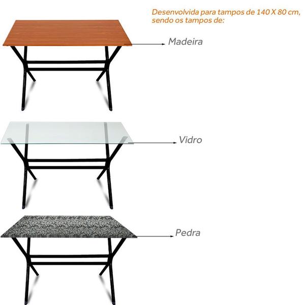 Imagem de Base Para Mesa De Jantar Escócia Preta P/ Tampo 140 X 80