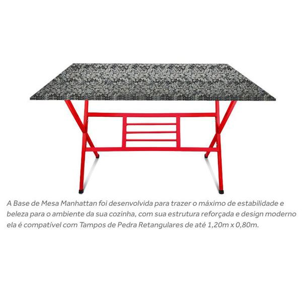 Imagem de Base Para Mesa De Jantar Vermelha Tampo Pedra 1,20 X 0,80