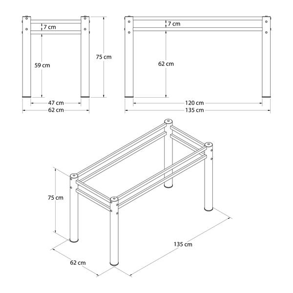 Imagem de Base Para Mesa De Vidro Jantar 6 Lugares Preta Retangular