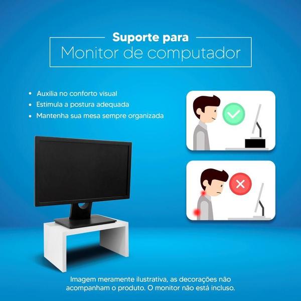 Imagem de Base para Monitor Suporte de Mesa Madeira Branco