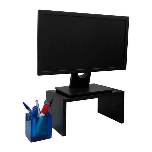 Imagem de Base para Monitor Suporte de Mesa Madeira Preto