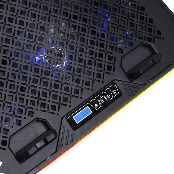 Imagem de Base para notebook snow rgb - ate 19" - 6 fans - com controlador e suporte p/ celular - cn200