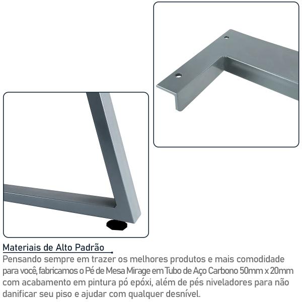 Imagem de Base Pé de Mesa de Jantar Cozinha Sala Escritório Mirage para Tampos até 180cm x 90cm - Prata