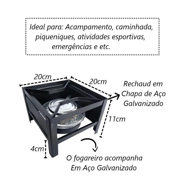 Base Rechaud À Álcool Gel Com Tripé Médio 20x20x10cm - Brassol Imagem de Base Rechaud À Álcool Gel Com Tripé Médio 20x20x10cm