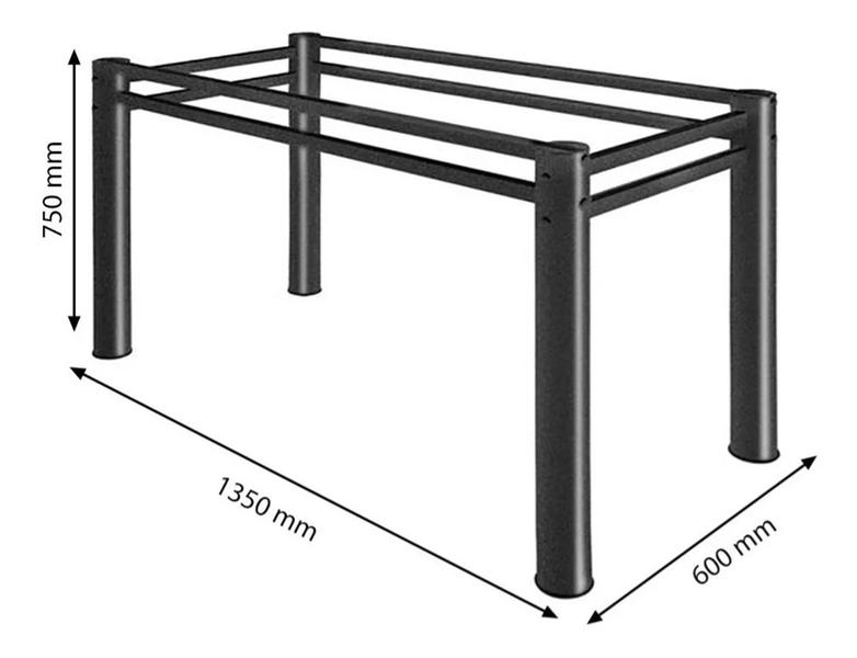 Imagem de Base Retangular Para Mesa Jantar Vidro Pedra Madeira 1,50mx80